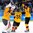 GANGNEUNG, SOUTH KOREA - FEBRUARY 23: Germany's Danny Aus Den Birken #33, Yannic Seidenberg #36 and Christian Ehrhoff #10 celebrate after defeating Team Canada 4-3 during semifinal round action at the PyeongChang 2018 Olympic Winter Games. (Photo by Andrea Cardin/HHOF-IIHF Images)

